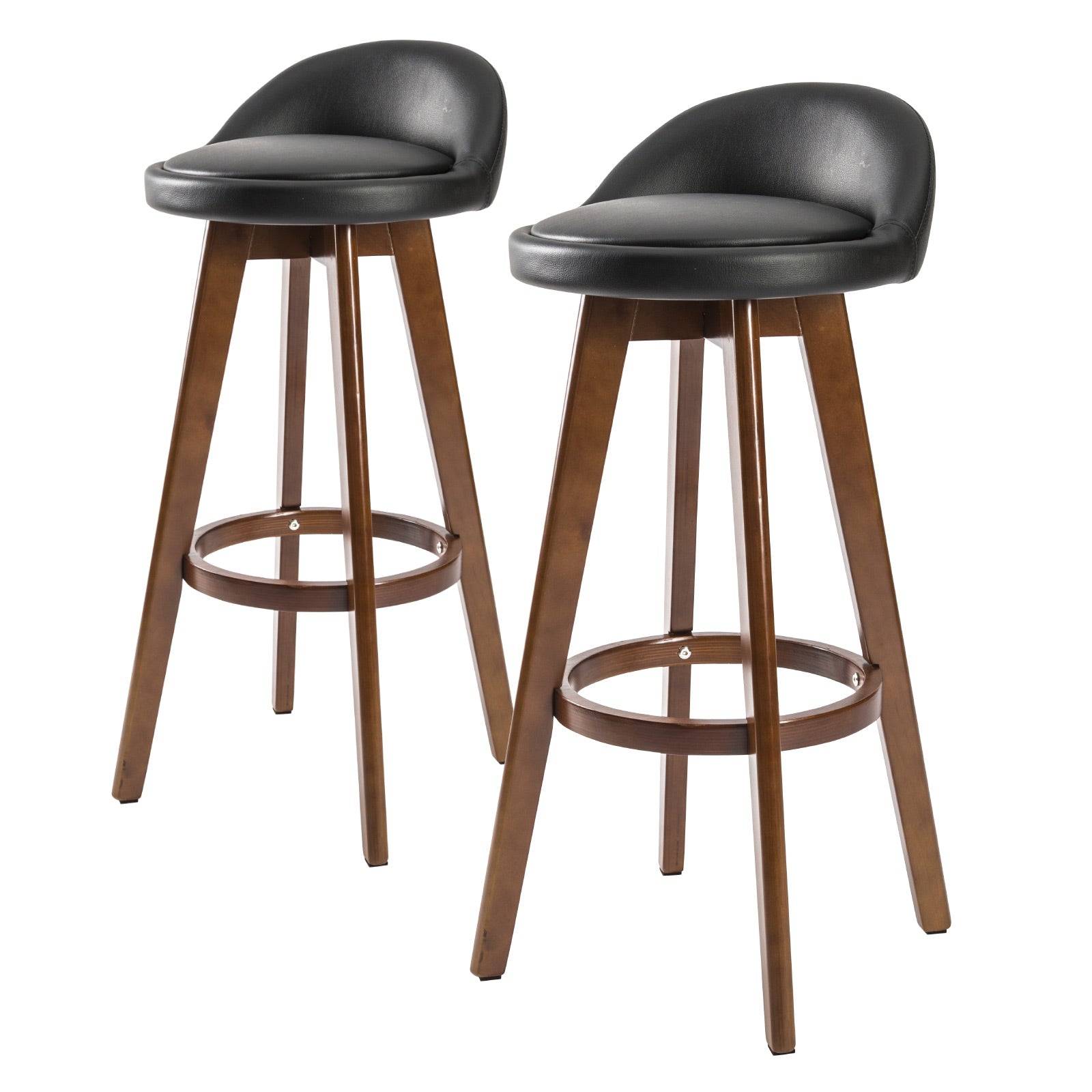 La Bella 2 Set 72cm Black Brown Wooden Bar Stool Leila Leather Fast shipping On sale