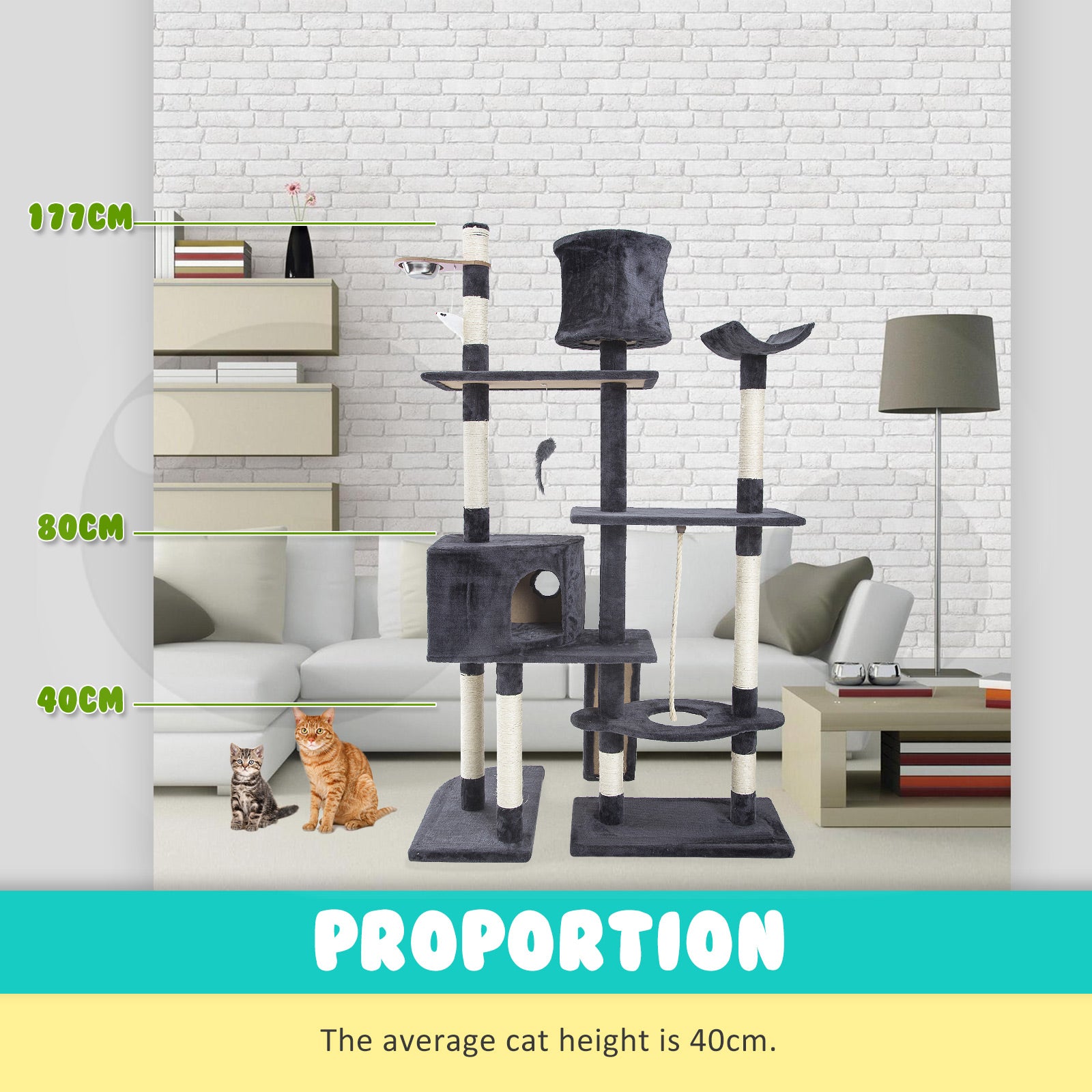 Paw Mate 170cm Grey Cat Tree Danie Multi Level Scratcher Cares Fast shipping On sale