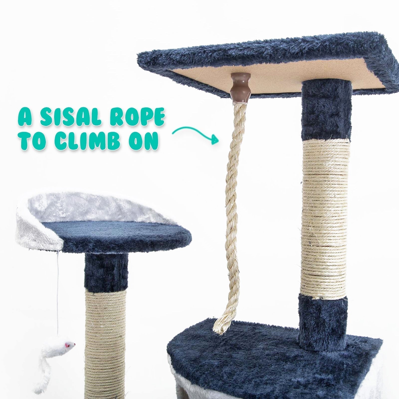 Paw Mate 120cm Blue Cat Tree Bear Multi Level Scratcher Cares Fast shipping On sale