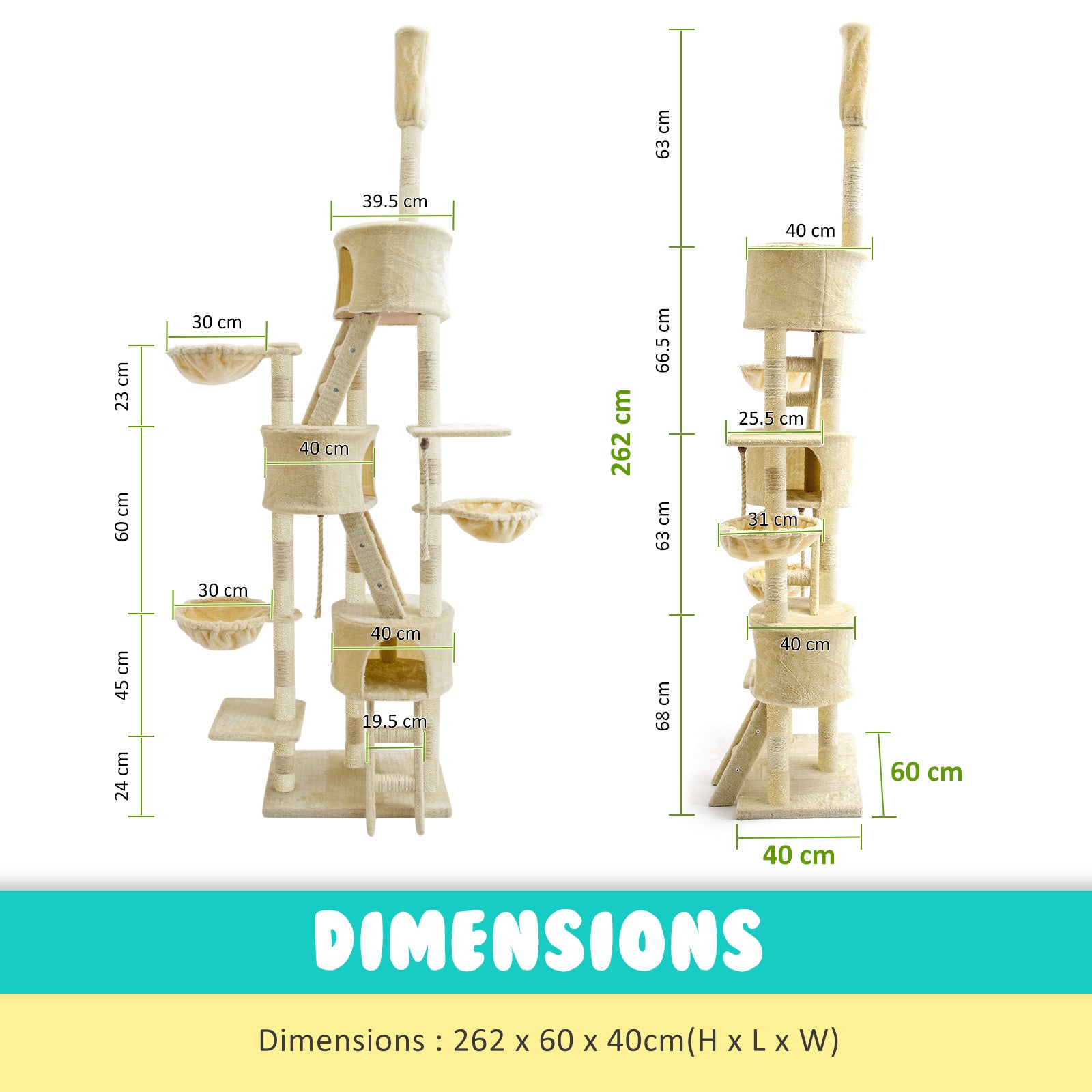 Paw Mate 262cm Beige Cat Tree Paradise Multi Level Scratcher Cares Fast shipping On sale