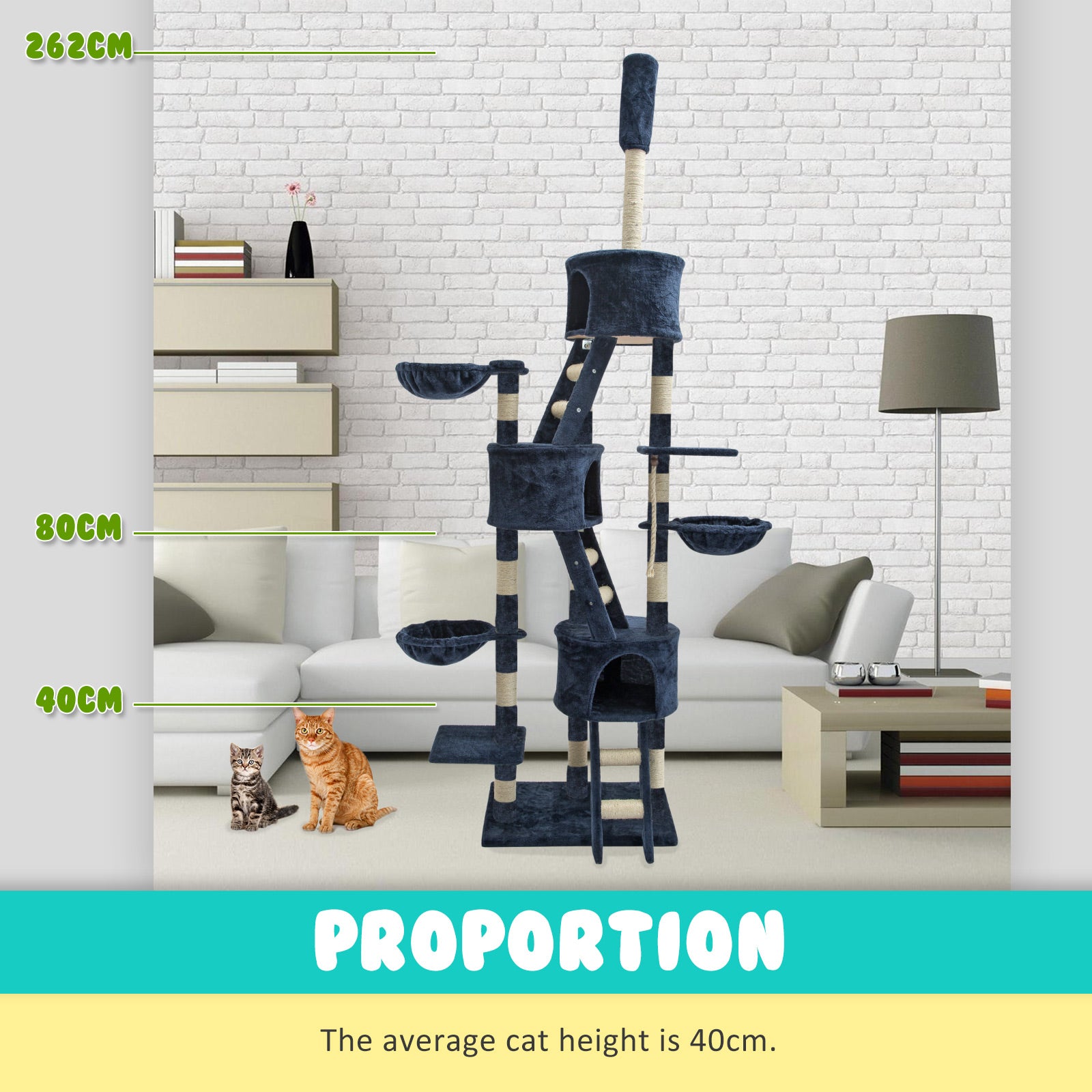 Paw Mate 262cm Blue Cat Tree Paradise Multi Level Scratcher Cares Fast shipping On sale