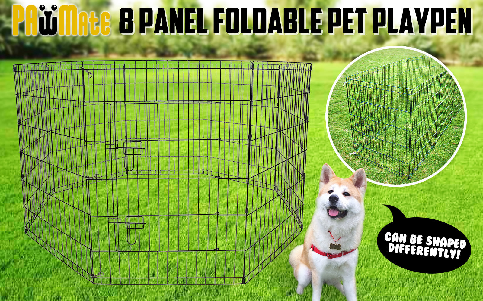 Paw Mate Pet Playpen 8 Panel 36in Foldable Dog Cage + Cover Cares Fast shipping On sale