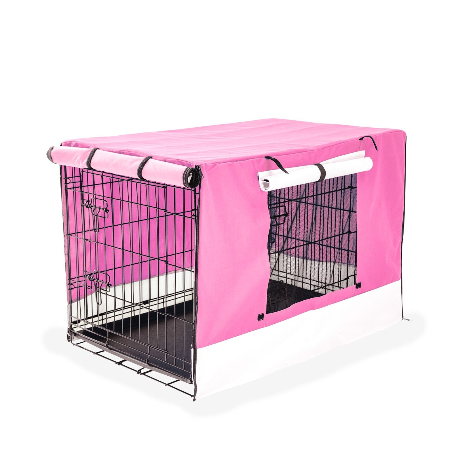 Paw Mate Wire Dog Cage Foldable Crate Kennel 24in with Tray + Pink Cover Combo Cares Fast shipping On sale