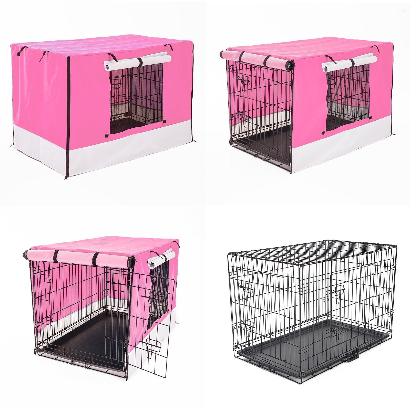 Paw Mate Wire Dog Cage Foldable Crate Kennel 24in with Tray + Pink Cover Combo Cares Fast shipping On sale