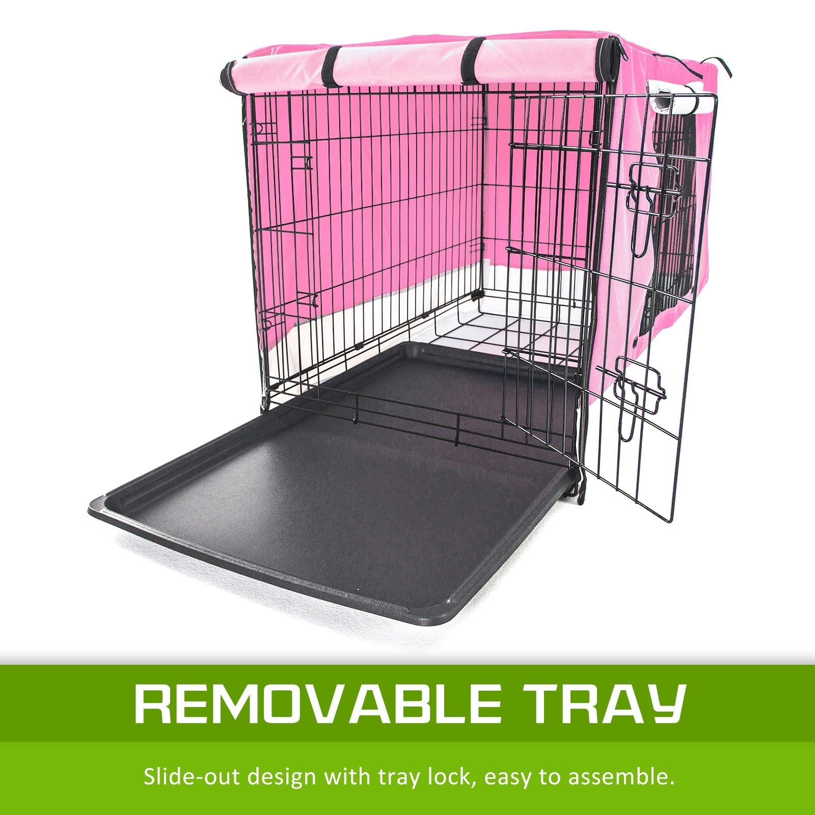 Paw Mate Wire Dog Cage Foldable Crate Kennel 24in with Tray + Pink Cover Combo Cares Fast shipping On sale