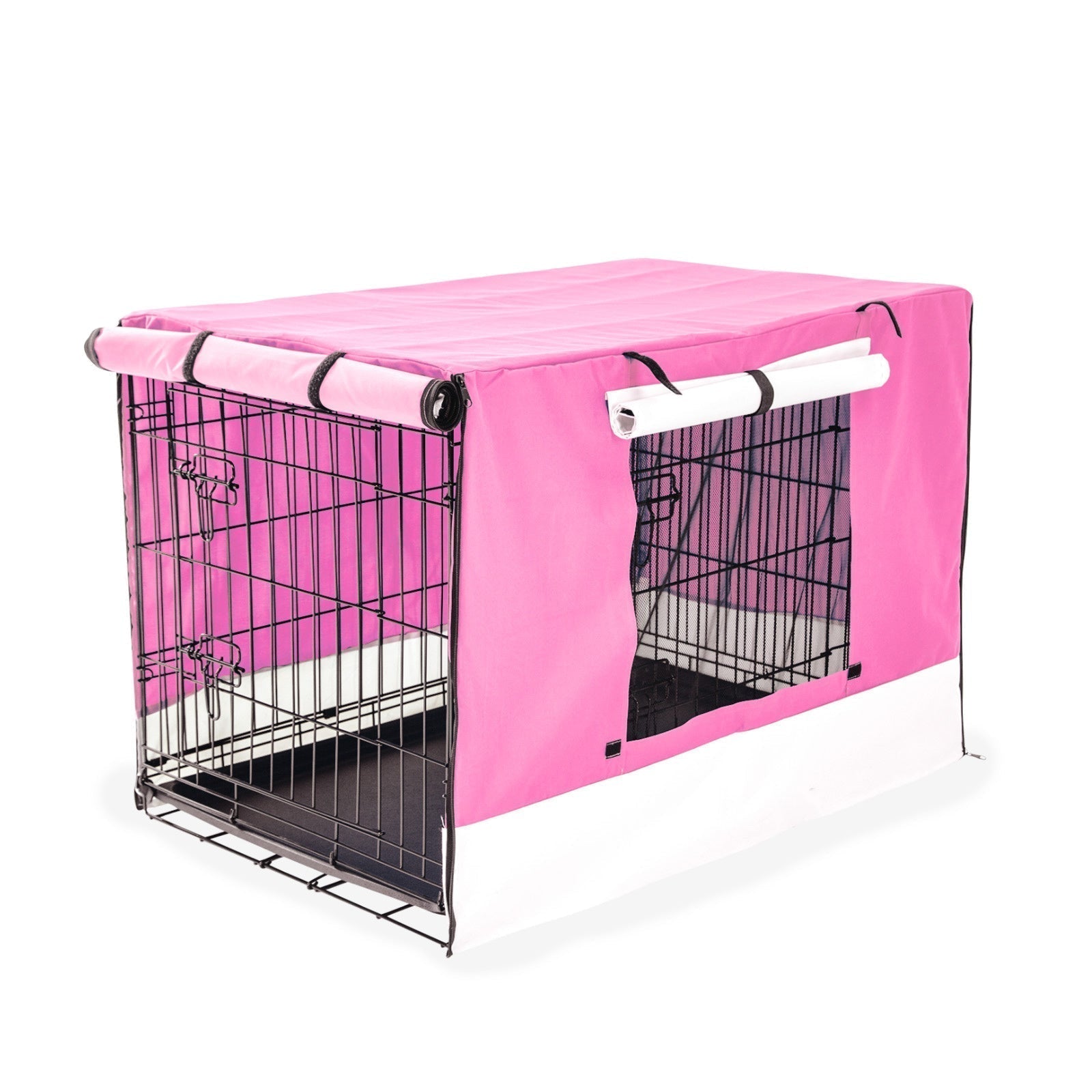 Paw Mate Wire Dog Cage Foldable Crate Kennel 36in with Tray + Pink Cover Combo Cares Fast shipping On sale