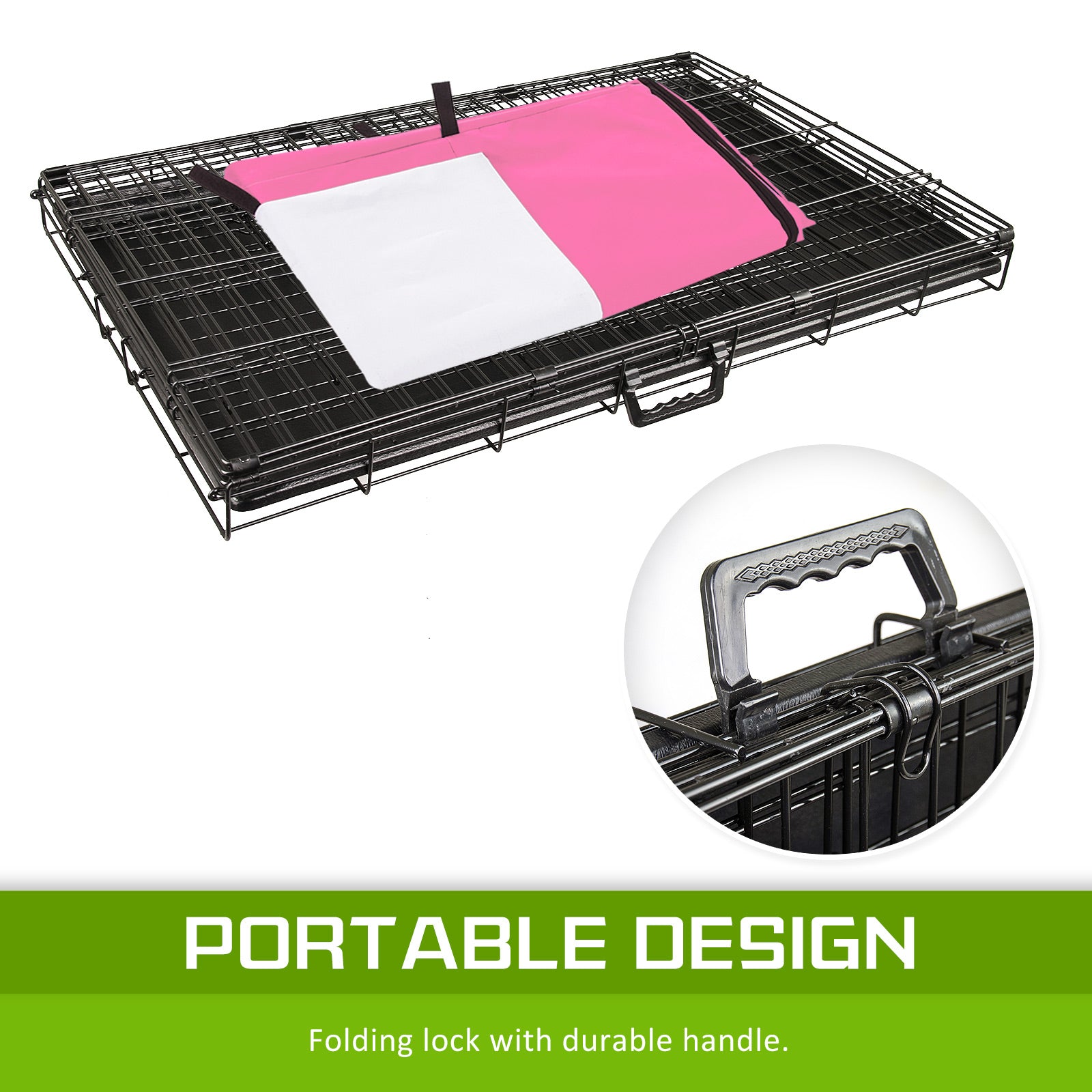 Paw Mate Wire Dog Cage Foldable Crate Kennel 36in with Tray + Pink Cover Combo Cares Fast shipping On sale