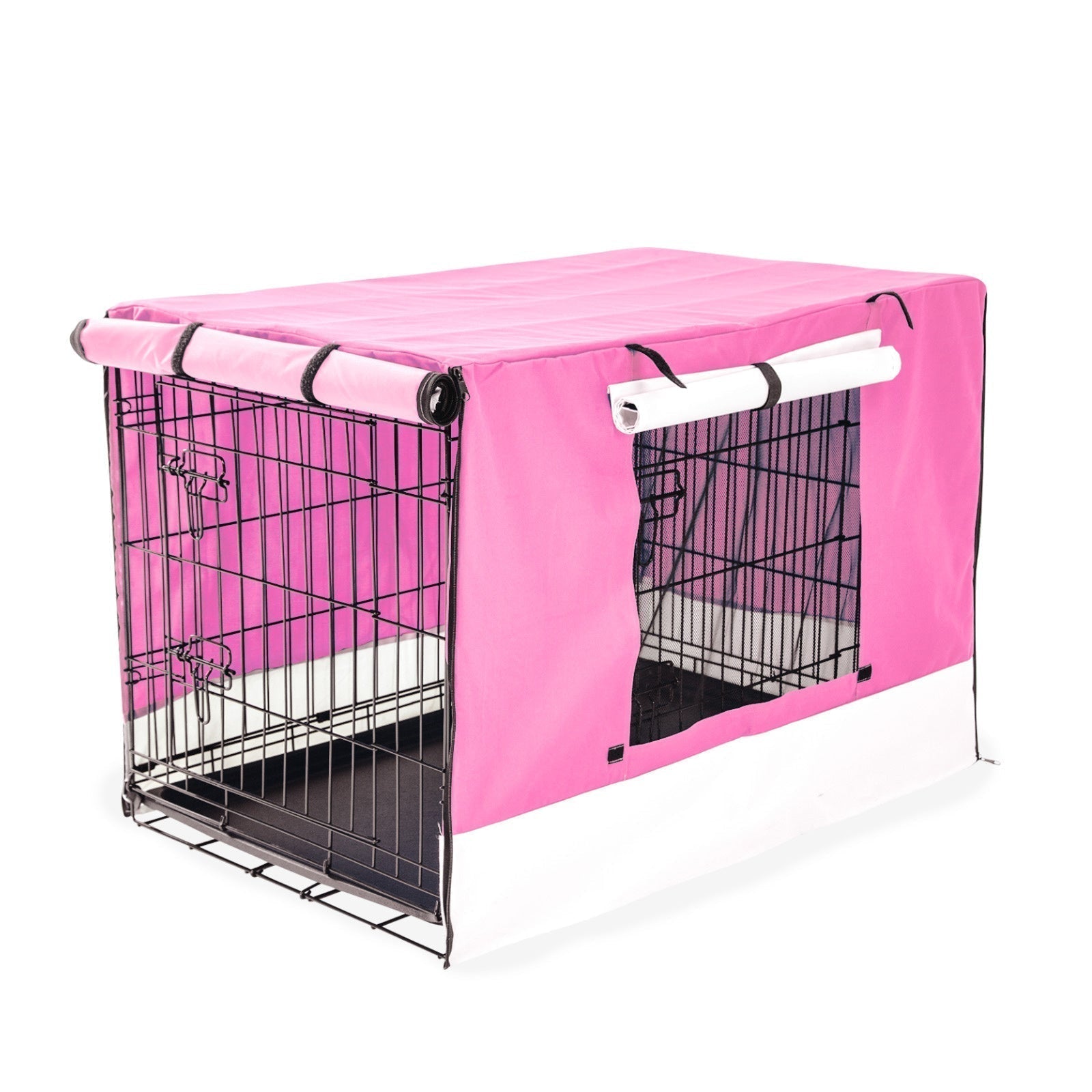 Paw Mate Wire Dog Cage Foldable Crate Kennel 42in with Tray + Pink Cover Combo Cares Fast shipping On sale