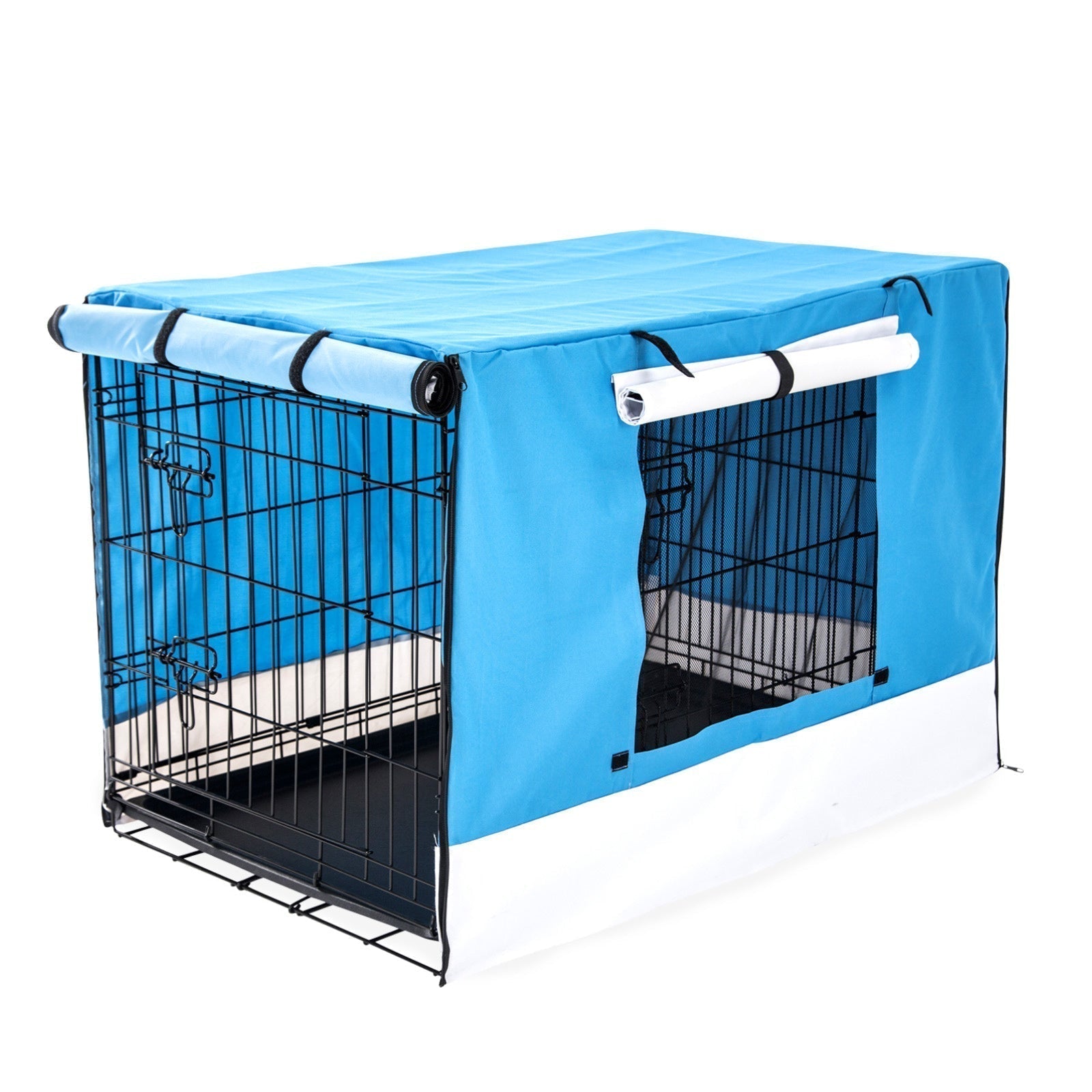 Paw Mate Wire Dog Cage Foldable Crate Kennel 48in with Tray + Blue Cover Combo Cares Fast shipping On sale