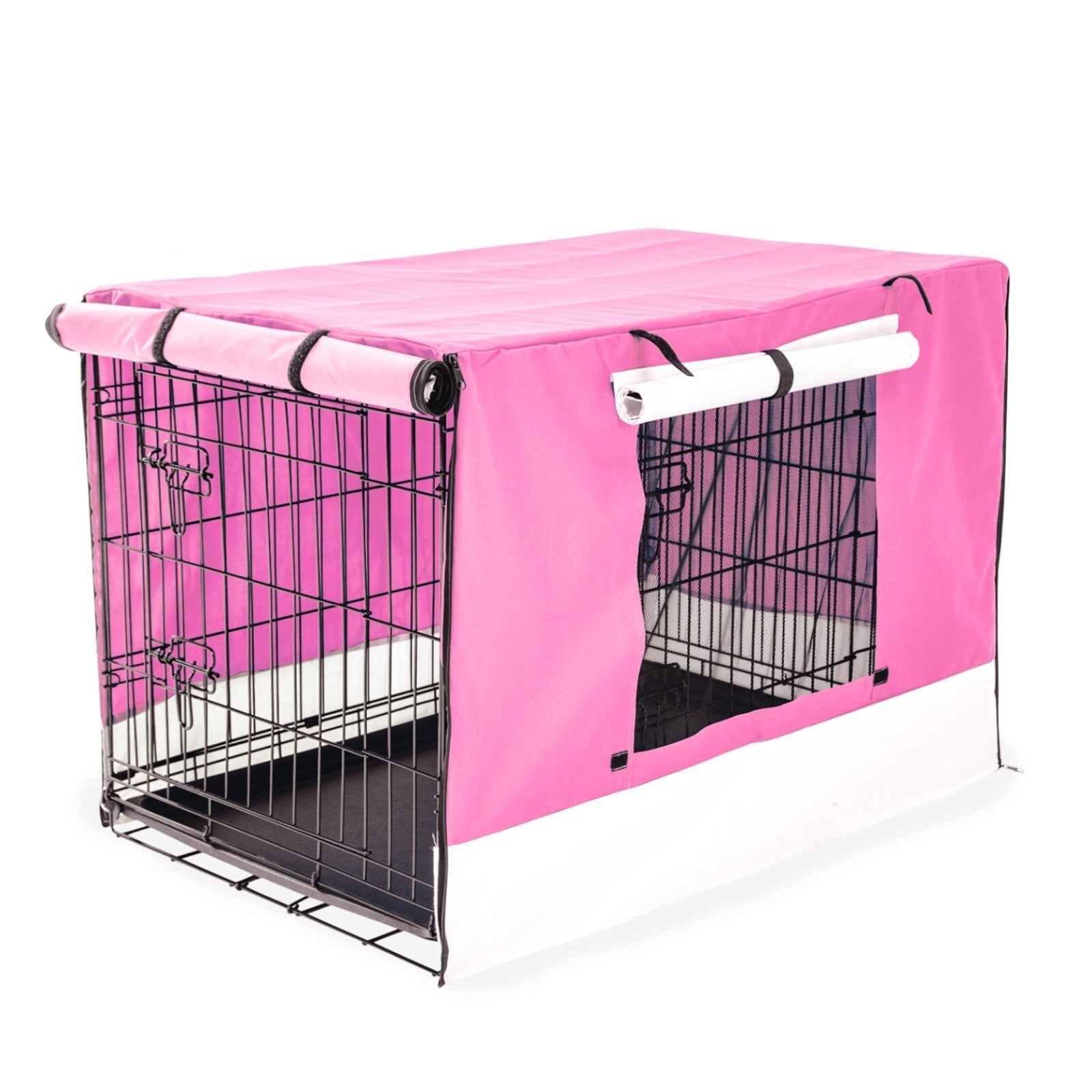 Paw Mate Wire Dog Cage Foldable Crate Kennel 48in with Tray + Pink Cover Combo Cares Fast shipping On sale