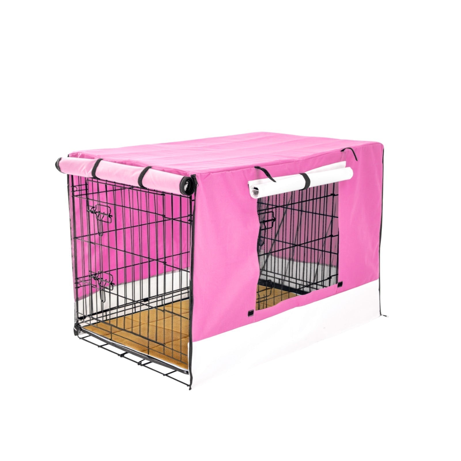 Paw Mate Wire Dog Cage Crate 24in with Tray + Cushion Mat + Pink Cover Combo Cares Fast shipping On sale