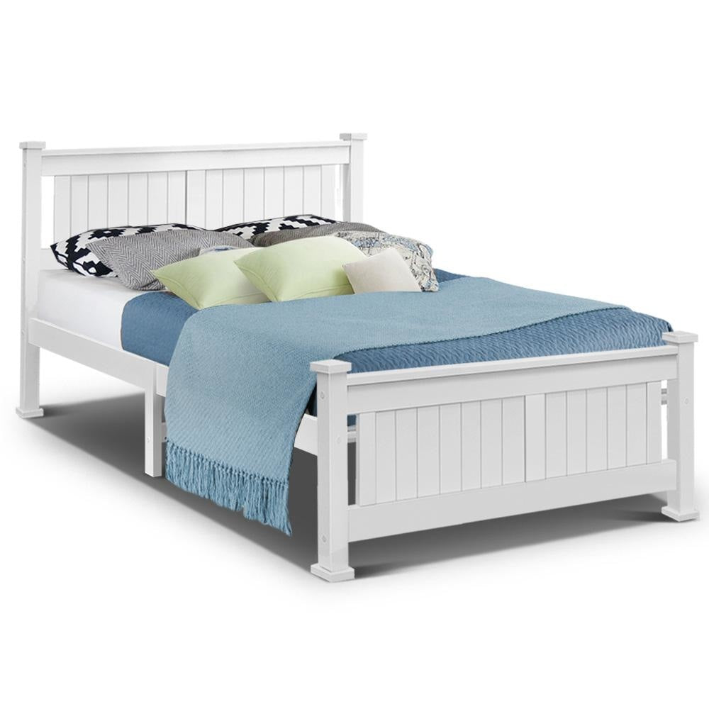 Double Size Wooden Bed Frame - White Fast shipping On sale