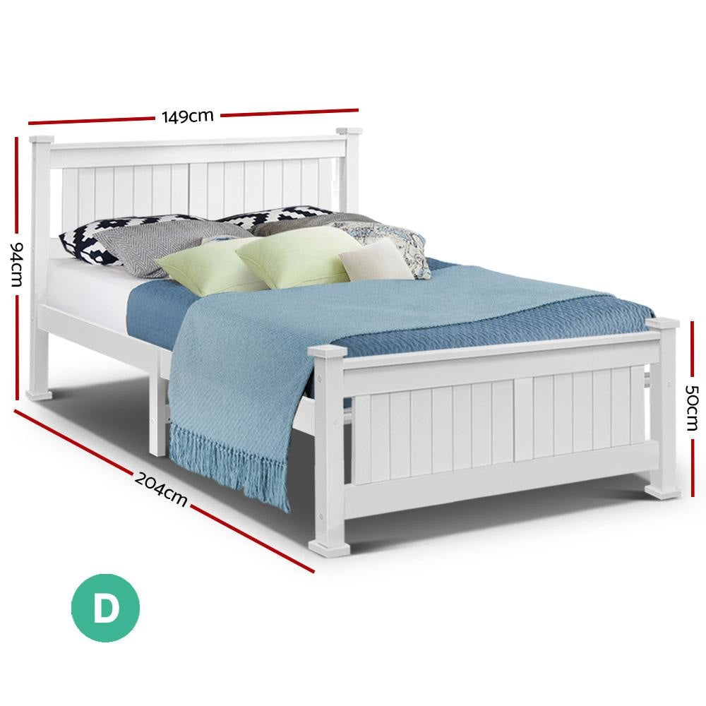 Double Size Wooden Bed Frame - White Fast shipping On sale