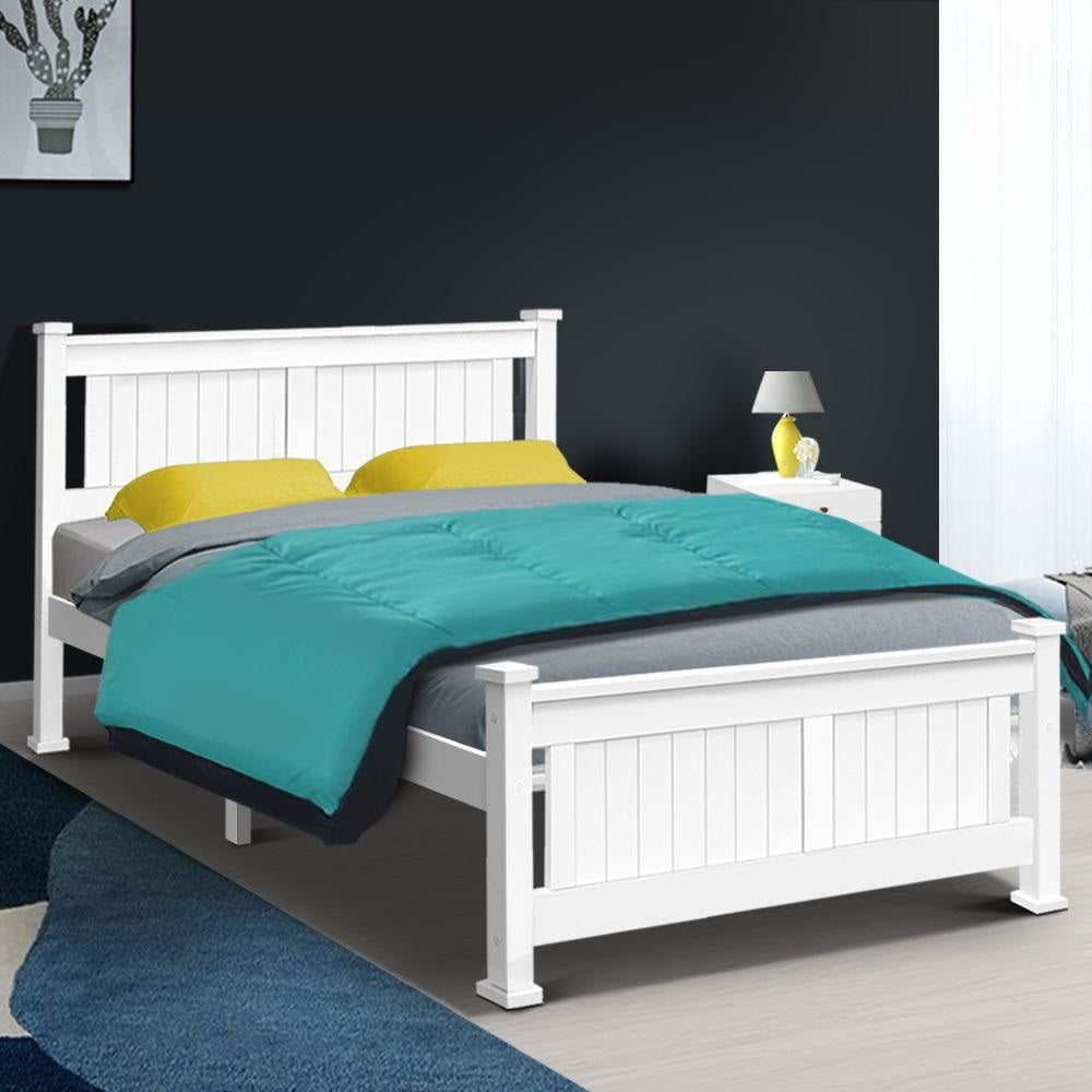 Double Size Wooden Bed Frame - White Fast shipping On sale