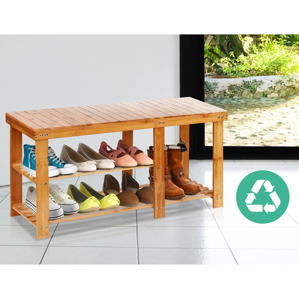 Bamboo Wooden Shoe Rack Bench Storage Cabinet