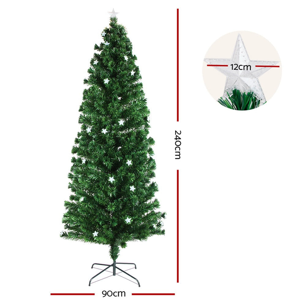 2.4M 8FT LED Christmas Tree Xmas Optic Fiber Multi Colour Lights Fast shipping On sale