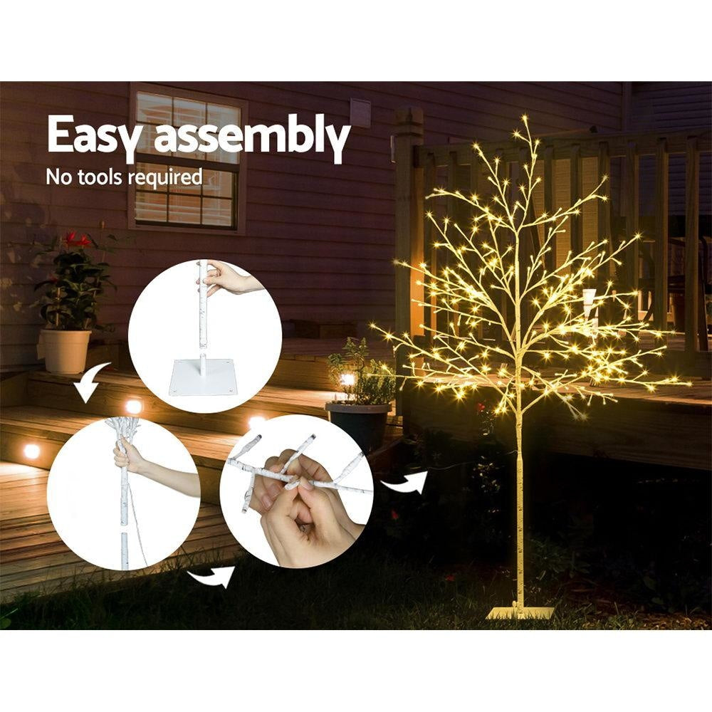 1.5M LED Christmas Branch Tree 304 LED Xmas Warm White Optic Fiber