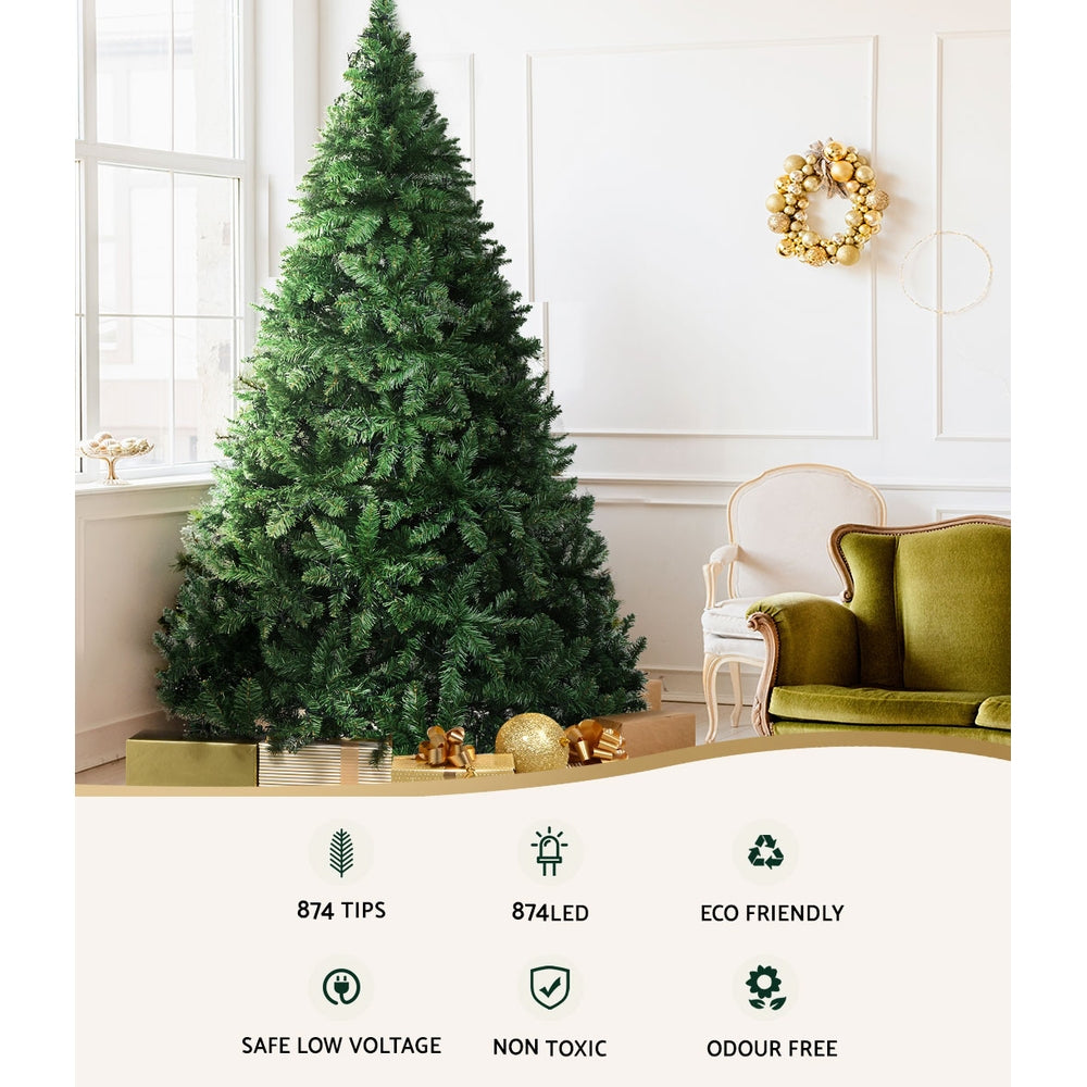 1.8M 6FT Christmas Tree 874 LED Lights 874 Tips Warm White Green