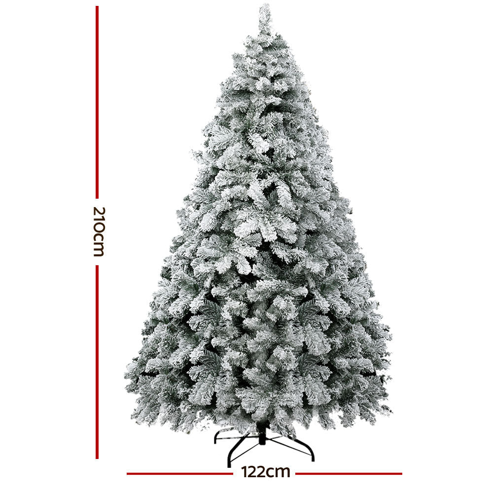 Snowy Christmas Tree 2.1M 7FT Xmas Decorations 859 Tips Fast shipping On sale