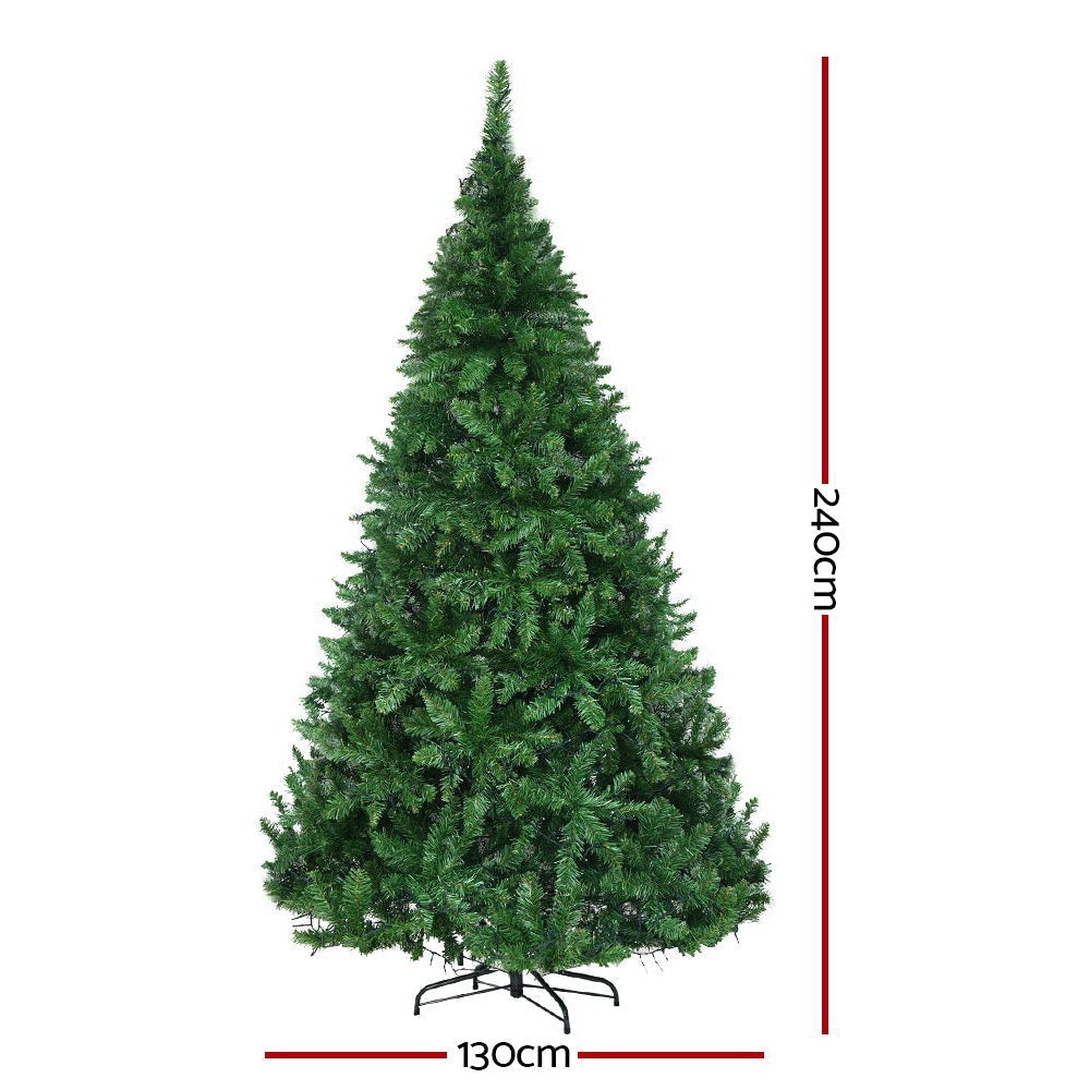 2.4M 8FT Christmas Tree 1488 LED Lights 1488 Tips Warm White Green