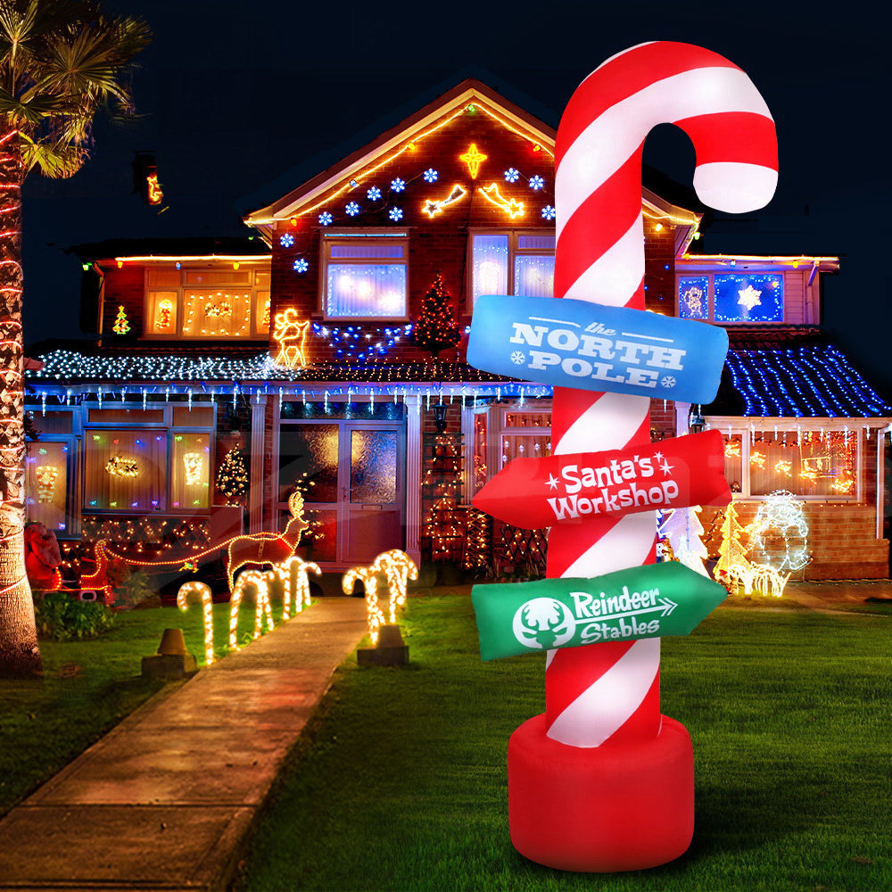 2.4M Christmas Inflatable Santa Guide Candy Pole Xmas Decor LED Fast shipping On sale