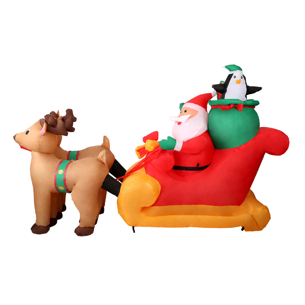 2.2M Christmas Inflatable Santa Sleigh Ride Reindeer Deer Decor