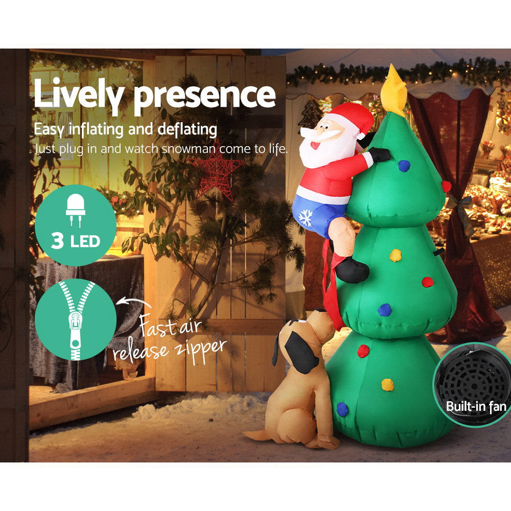 1.8M Christmas Inflatable Santa on Tree Lights Xmas Decor Airblown Fast shipping On sale