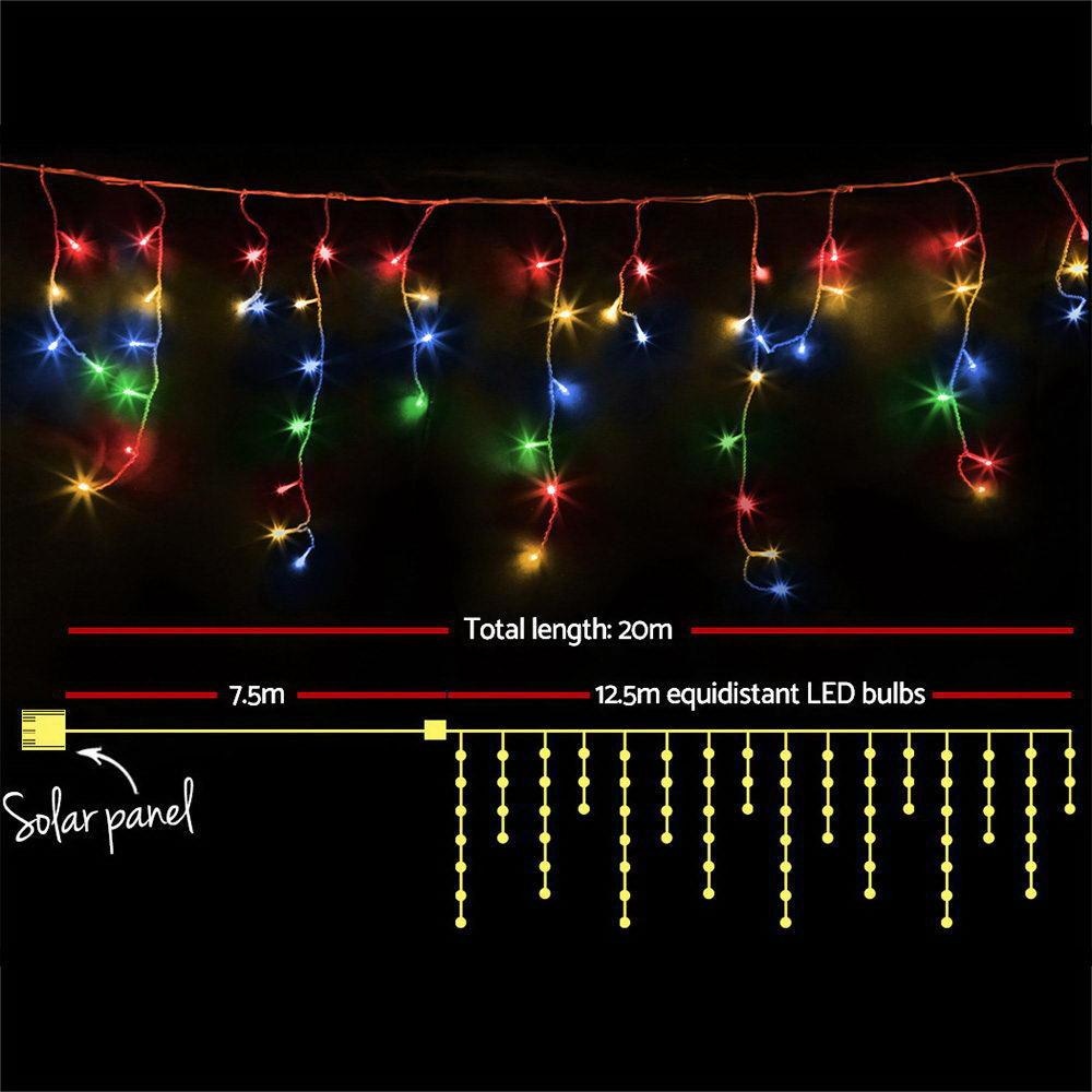 500 LED Solar Powered Christmas Icicle Lights 20M Outdoor Fairy String Party Multicolour Fast shipping On sale