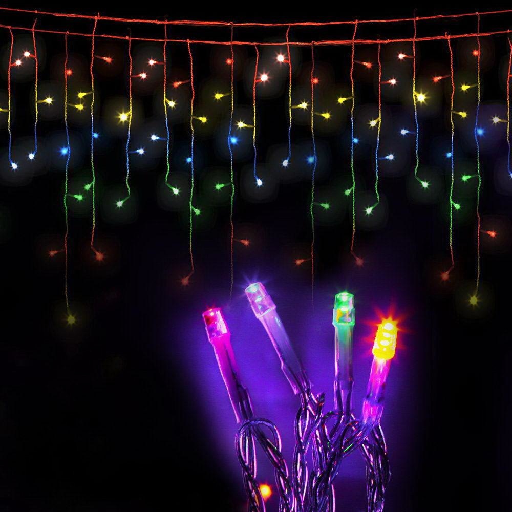 500 LED Solar Powered Christmas Icicle Lights 20M Outdoor Fairy String Party Multicolour