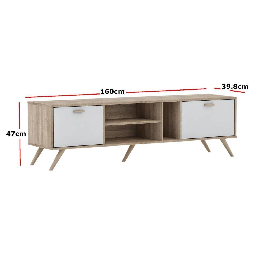 Abby TV Stand Cabinet Entertainment Unit 1.6m - Oak & White Fast shipping On sale