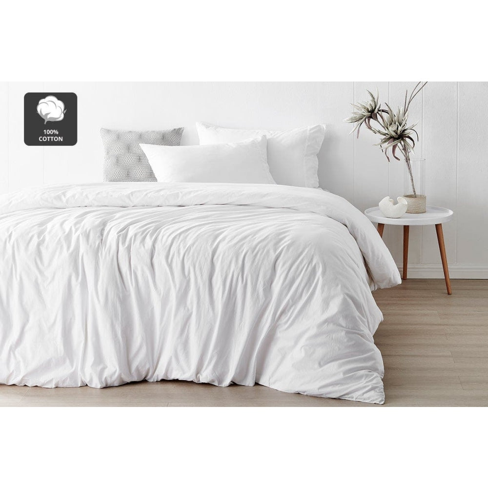 Aesop Stone Wash 100% Cotton Quilt Cover Set - White Queen Fast shipping On sale