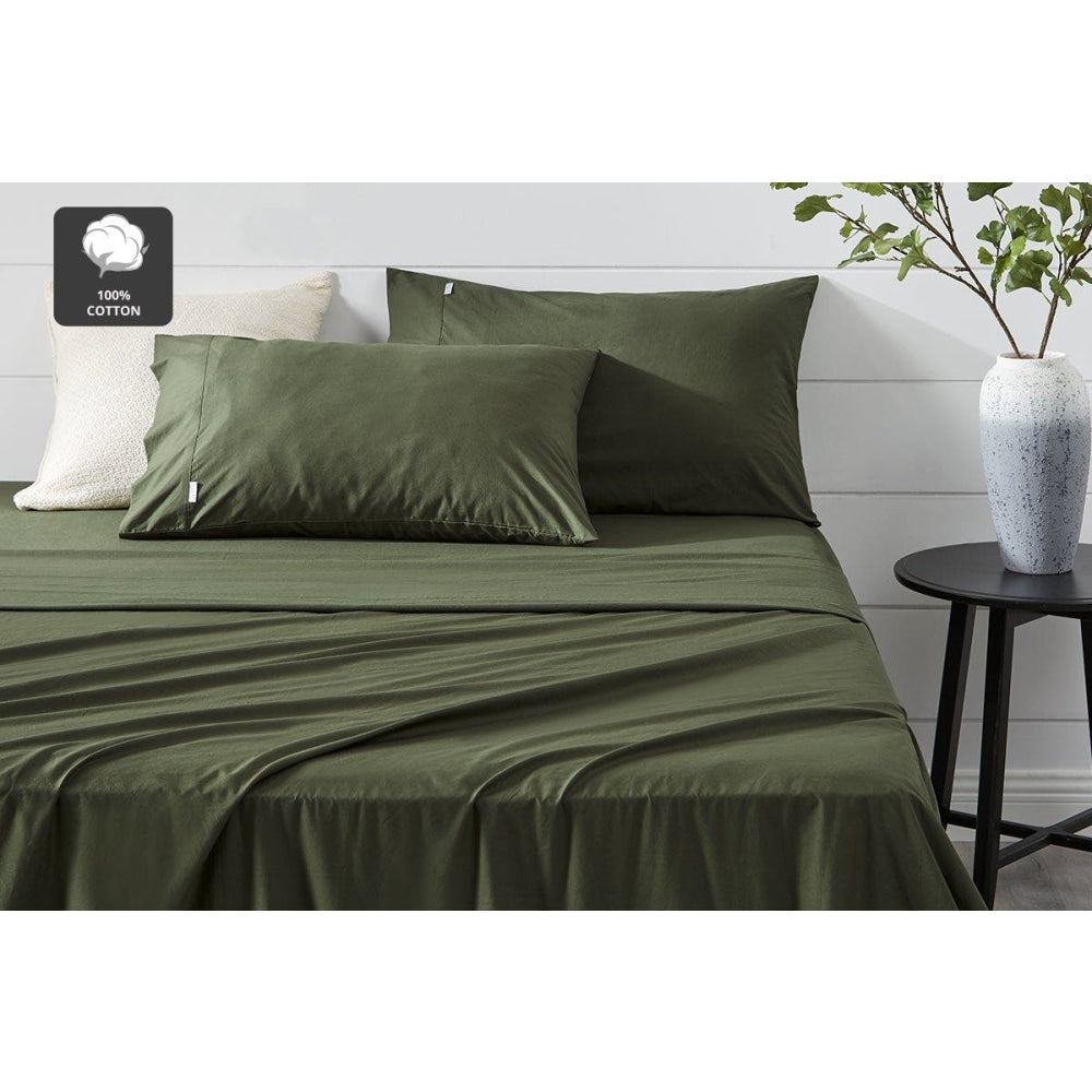 Aesop Stone Wash 100% Cotton Sheet Set - Avocado King Bed Fast shipping On sale