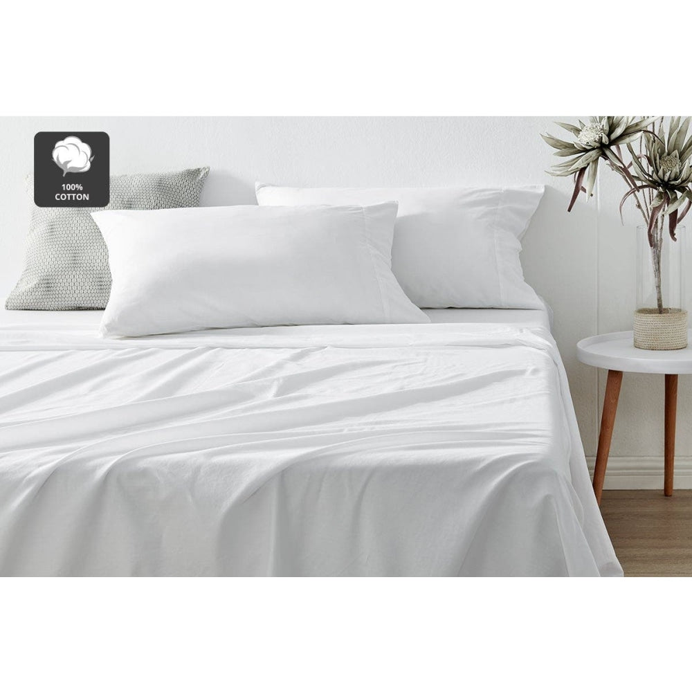 Aesop Stone Wash 100% Cotton Sheet Set - White Queen Bed Fast shipping On sale