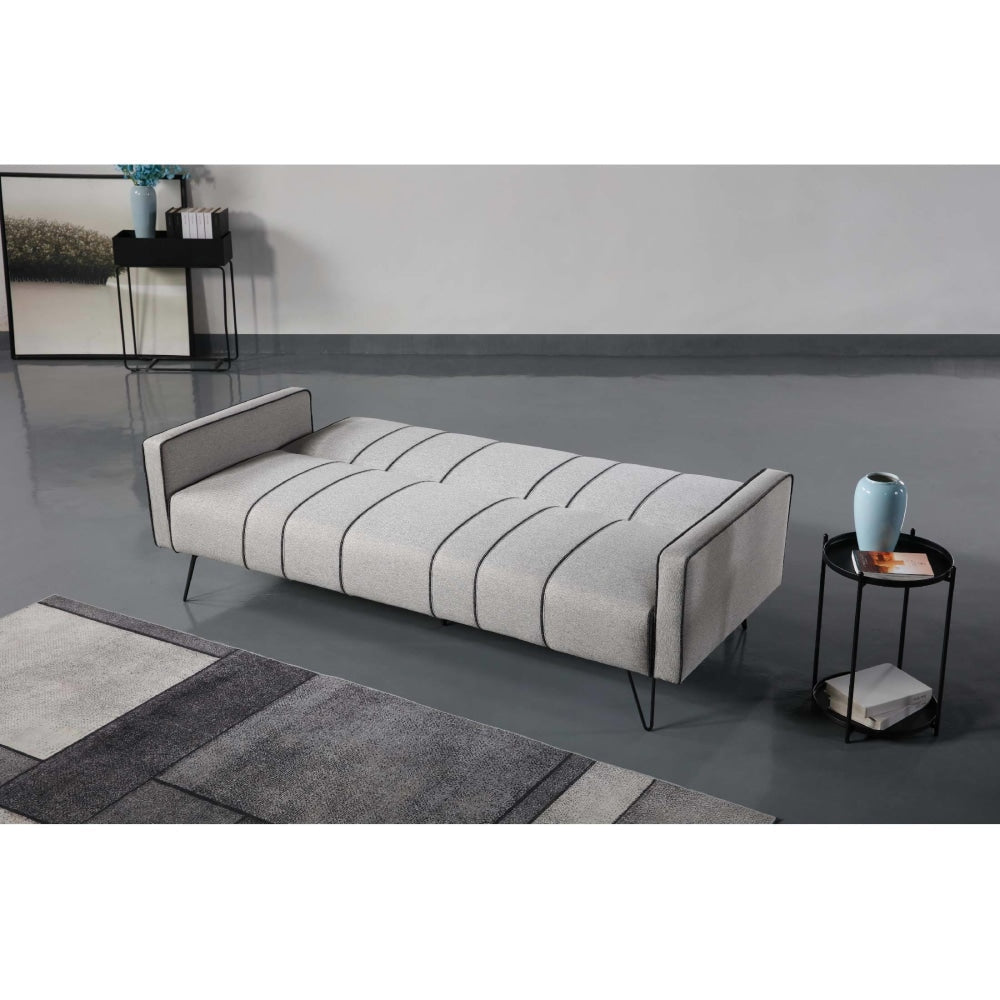 Modern Designer Fabric 3 - Seater Sofa Bed Metal Legs - Grey Fast shipping On sale
