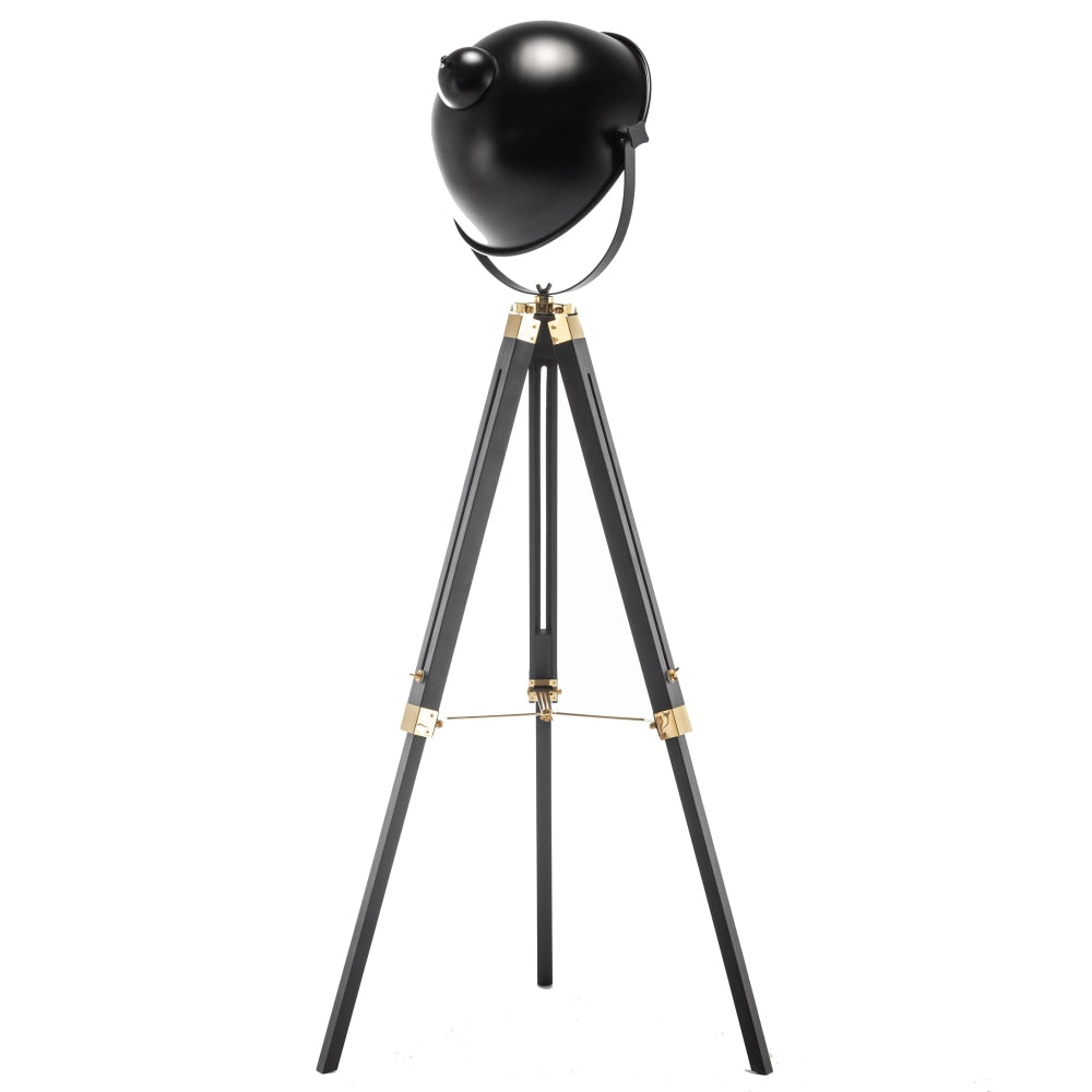 Aizen Tripod Spotlight Height Adjustable Floor Lamp Bowl Shade - Black/Gold Fast shipping On sale