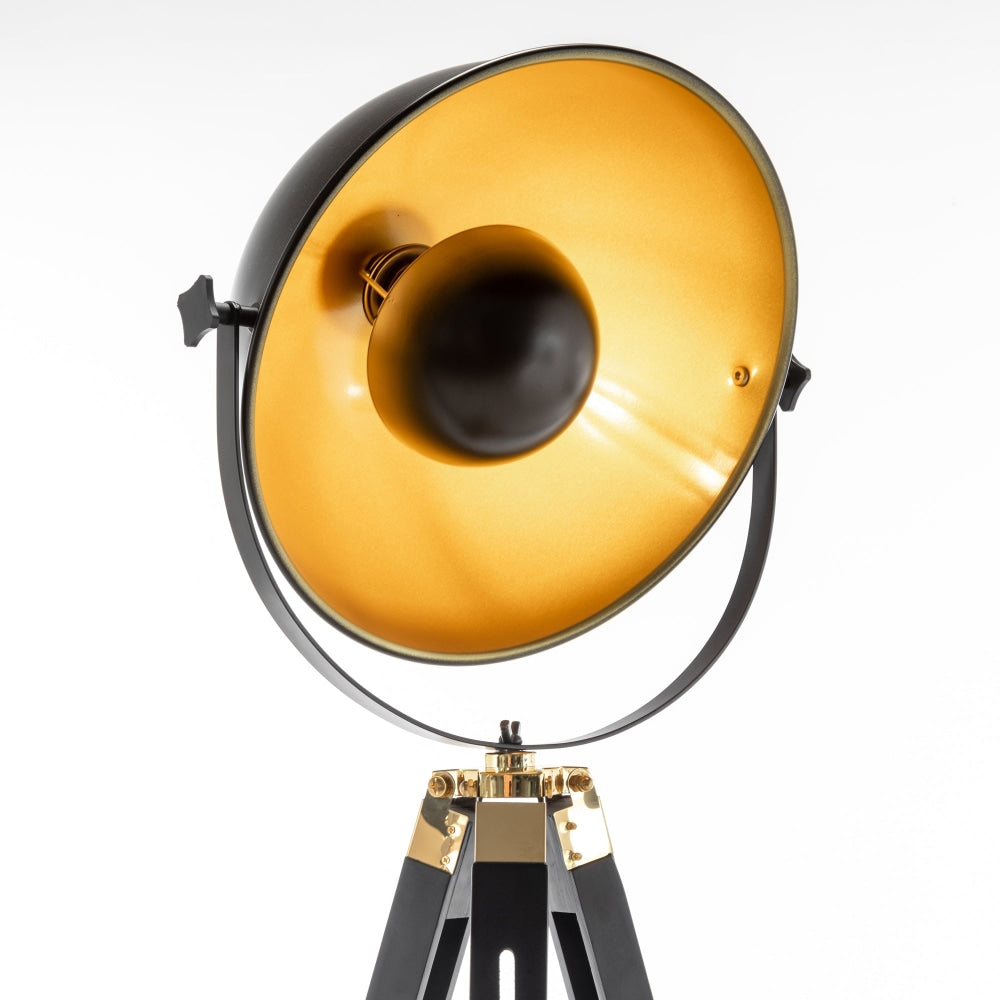 Aizen Tripod Spotlight Height Adjustable Floor Lamp Bowl Shade - Black/Gold Fast shipping On sale