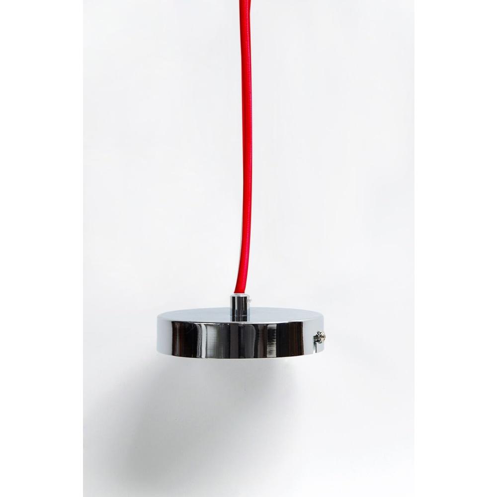 Alba Chrome Hanging Pendant Lamp - Red Fabric Cable Fast shipping On sale