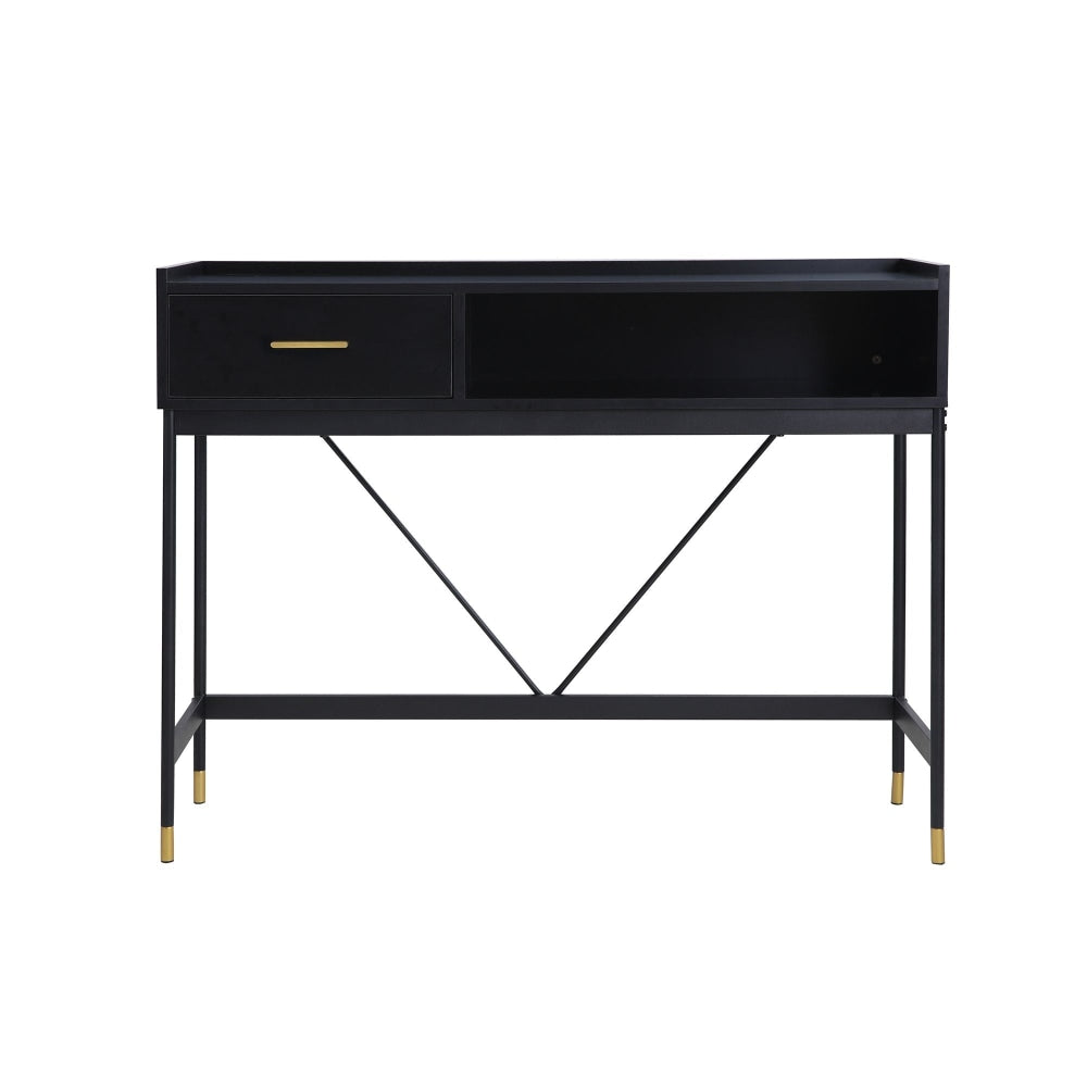 Alcone Hallway Console Hall Wooden Table W/ Gold Accents - Satin Black Fast shipping On sale