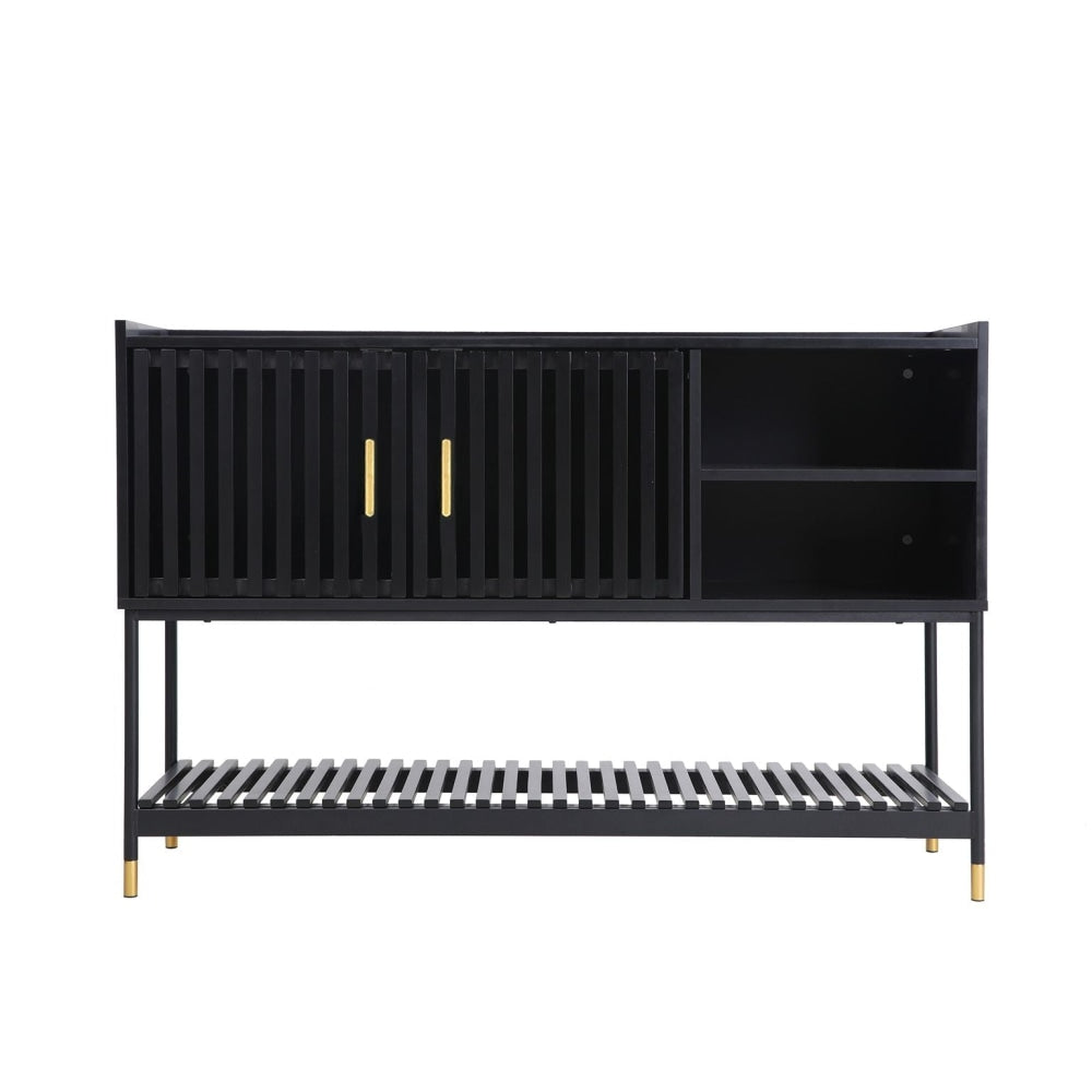 Alcone Sideboard Buffet Unit Storage Cabinet W/ Gold Accents - Satin Black & Fast shipping On sale