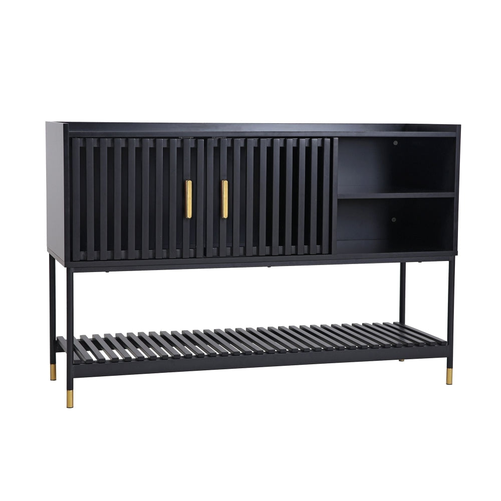 Alcone Sideboard Buffet Unit Storage Cabinet W/ Gold Accents - Satin Black & Fast shipping On sale