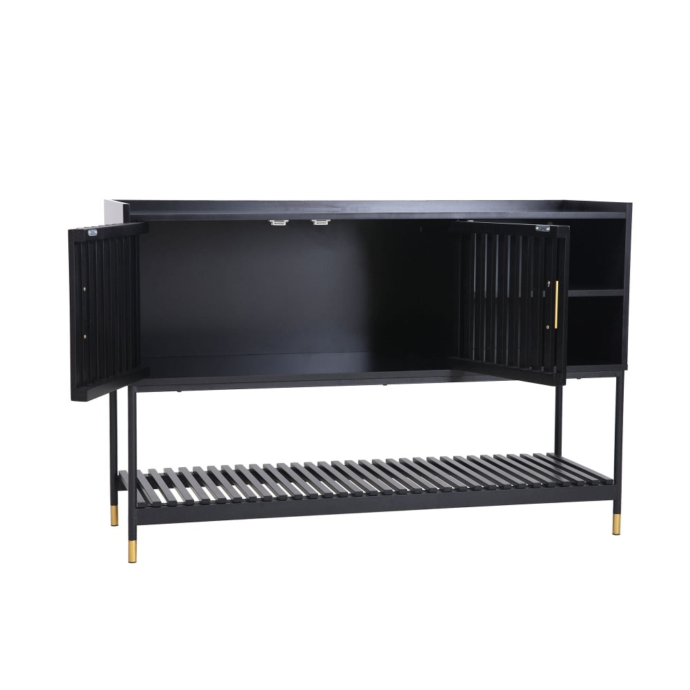 Alcone Sideboard Buffet Unit Storage Cabinet W/ Gold Accents - Satin Black & Fast shipping On sale