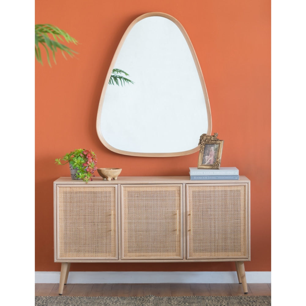 Aldo Oak Wood Cone Framed Mirror Decoration Home Décor 75x95CM Fast shipping On sale