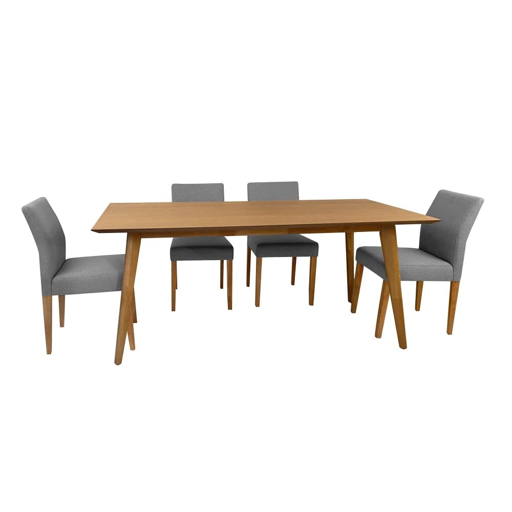 Alexandria Dining Set 180cm Table & 6 Hayne Fabric Chair Grey Fast shipping On sale