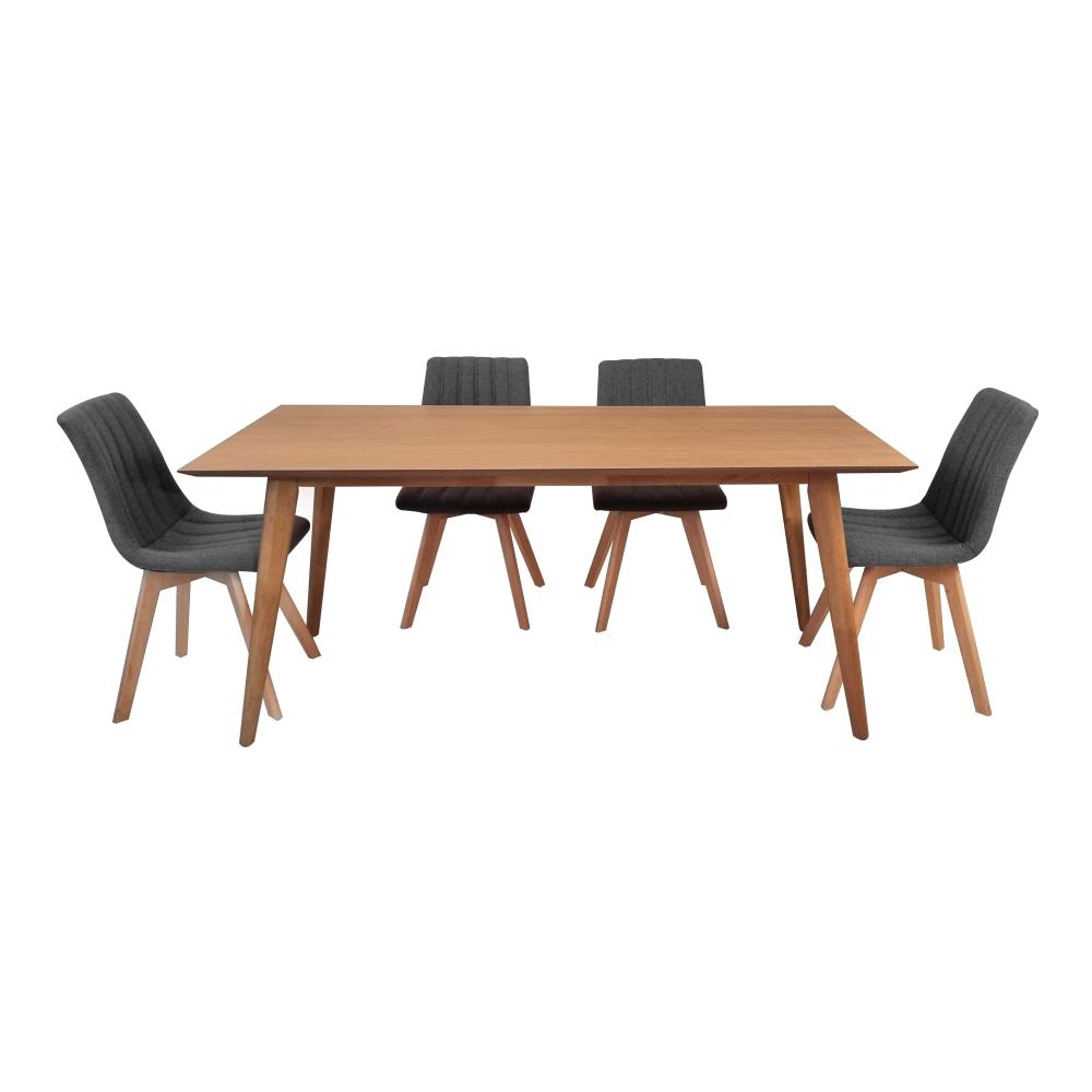 Alexandria Dining Set 180cm Table & 6 Willow Fabric Chair Grey Fast shipping On sale