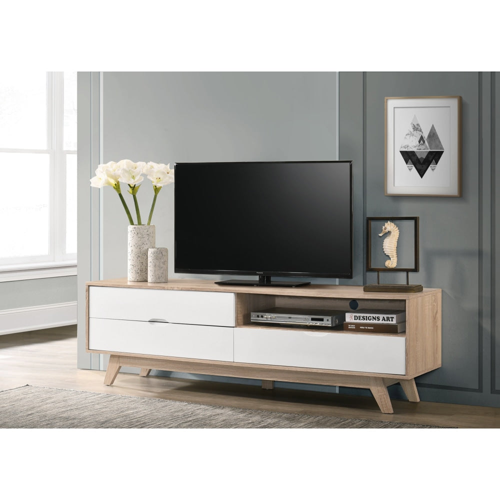 Aline TV Stand Entertainment Unit W/ 3-Drawers 180cm - Oak/White Fast shipping On sale