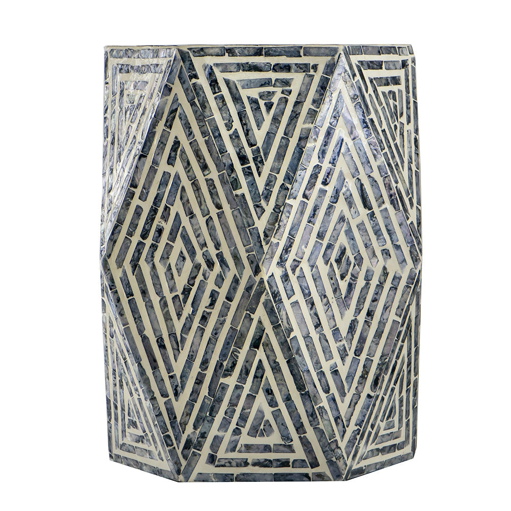 Alora Oblique Shell Wooden Geometric Stool Side Table Fast shipping On sale