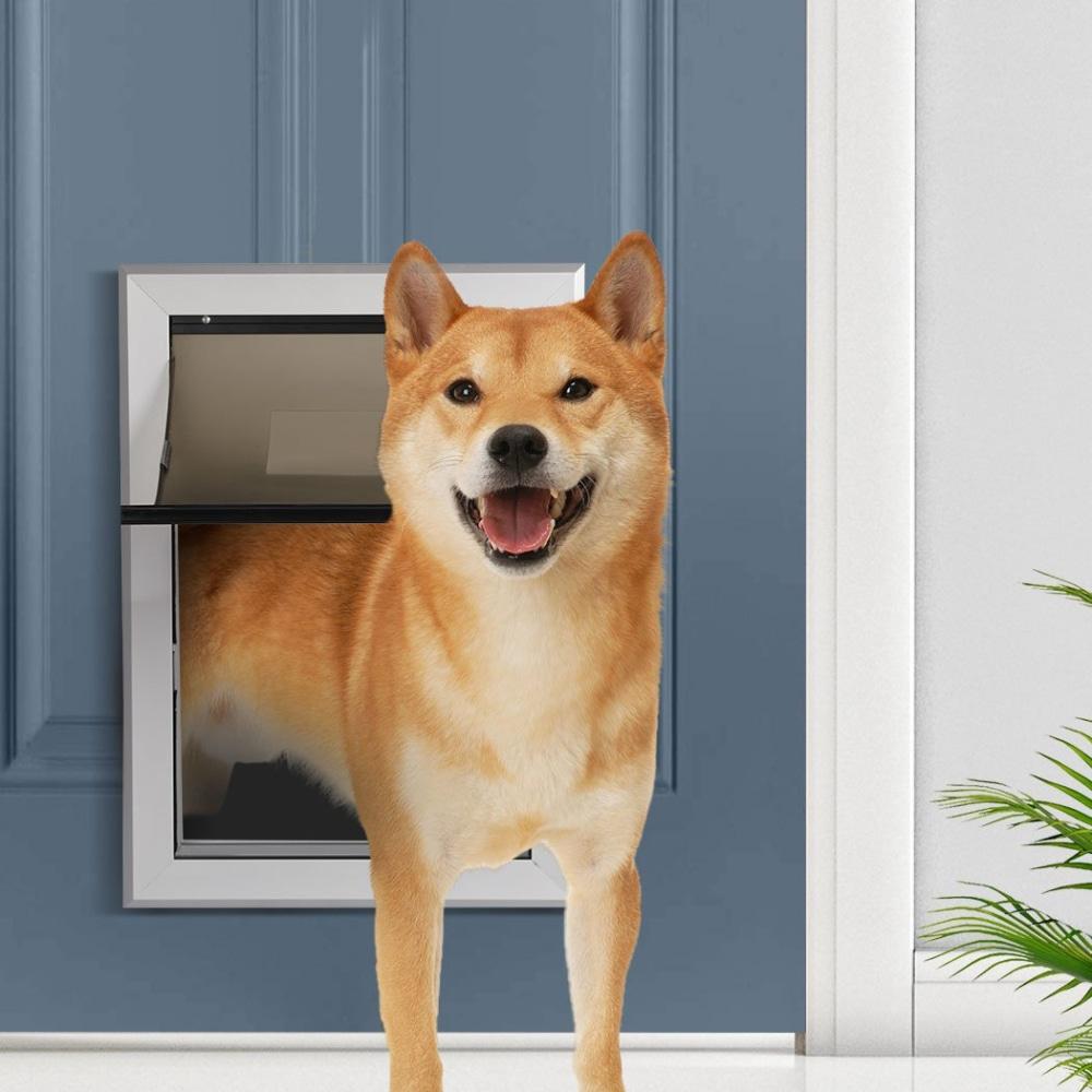 Aluminium Pet Access Door Dog Cat Dual Flexi Flap Wooden Wall Extra Large Supplies Fast shipping On sale