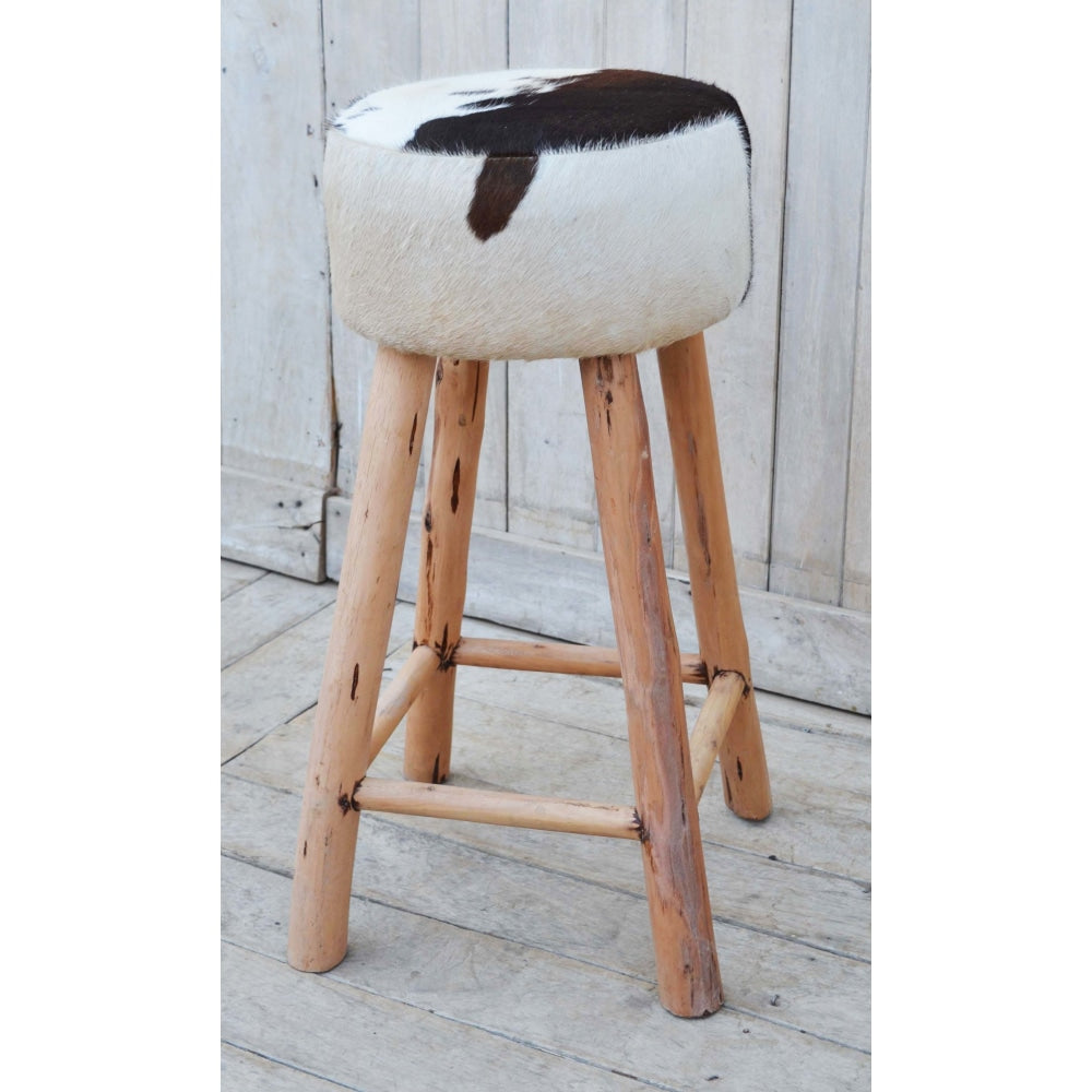Amari Cowhide Kitchen Counter Bar Stool 78cm Wooden Legs Fast shipping On sale