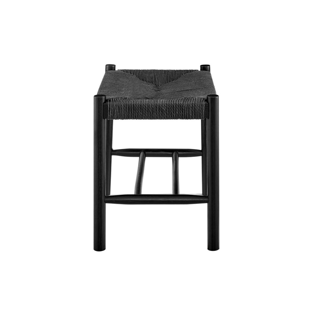 Amber Wooden Kitchen Dining Bench Chair Stool Rattan Seat Small - Black / Fast shipping On sale