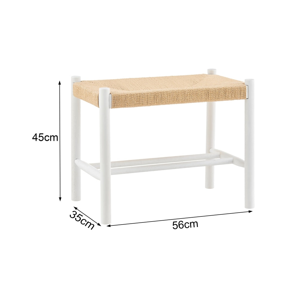 Amber Wooden Kitchen Dining Bench Chair Stool Rattan Seat Small - White/Natural White / Fast shipping On sale